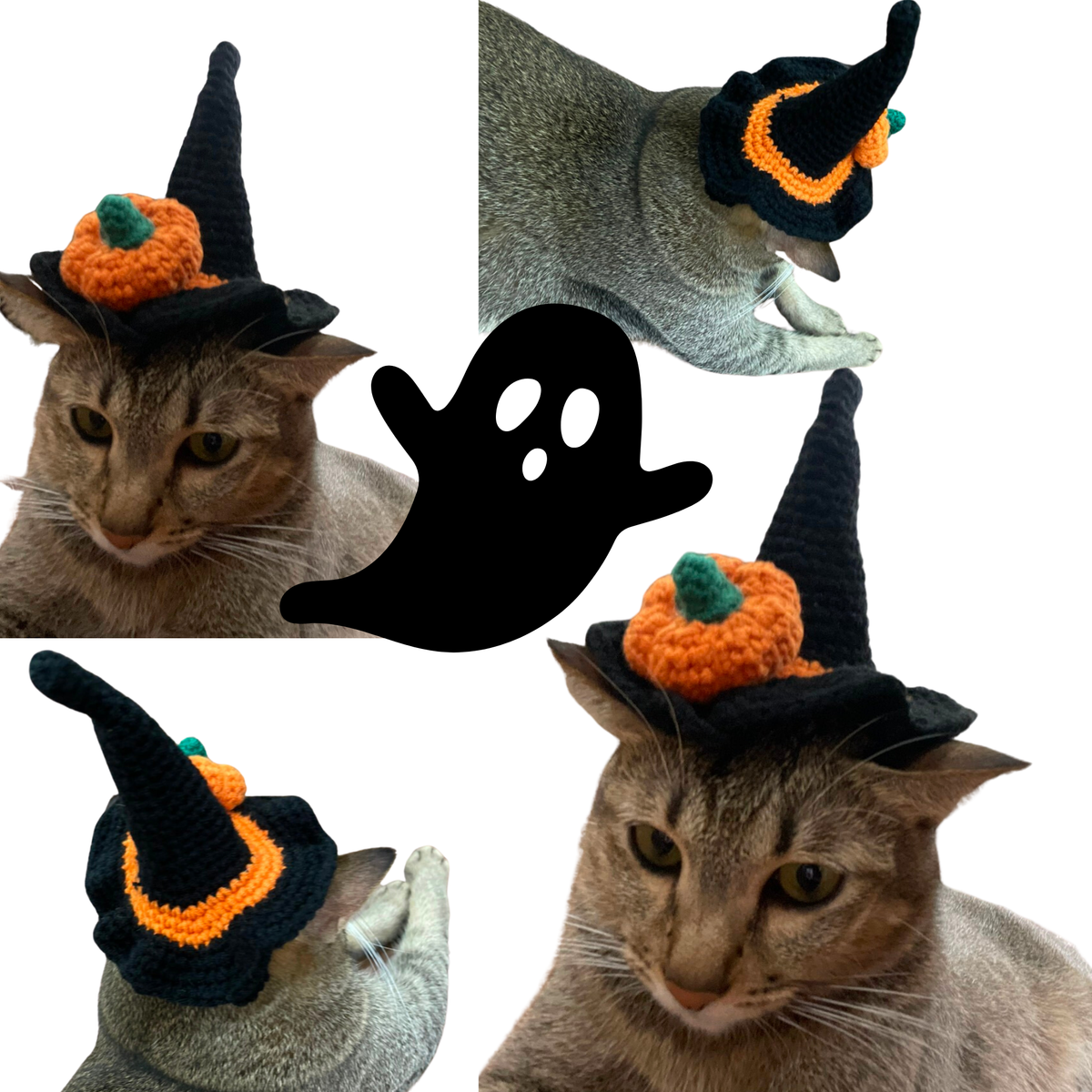 Handmade knitted spooky Halloween hat for pets