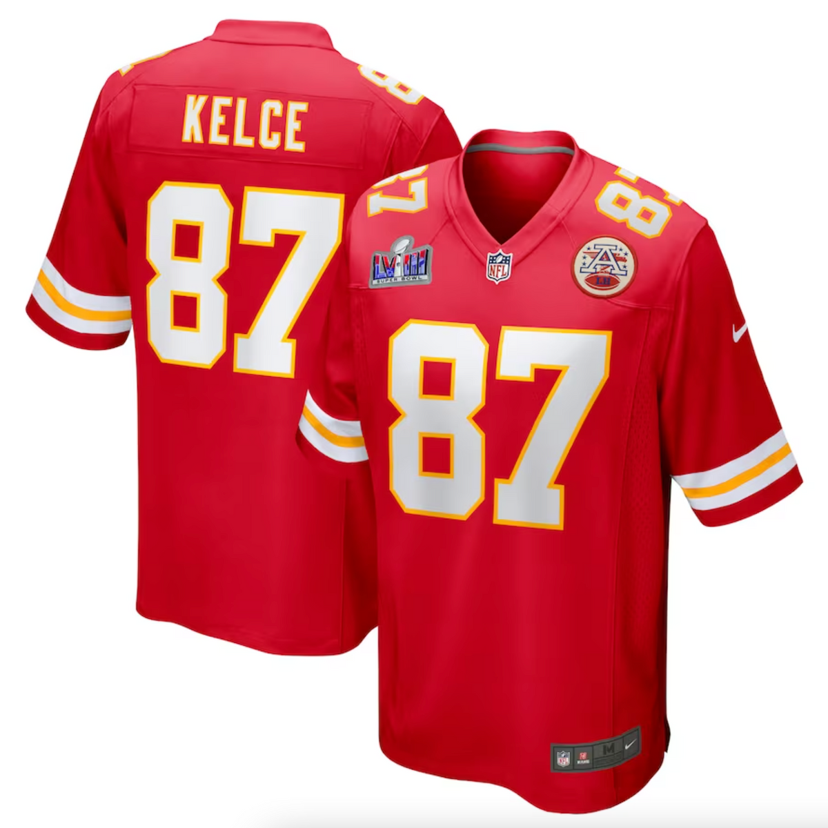 Men's Kansas City Chiefs Travis Kelce Nike Red Super Bowl LVIII Game Jersey