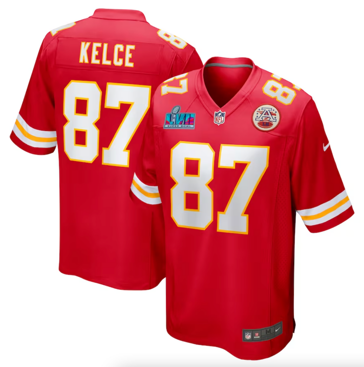 Men's Kansas City Chiefs Travis Kelce Nike Red Super Bowl LVII (2022 Season) Patch Game Jersey