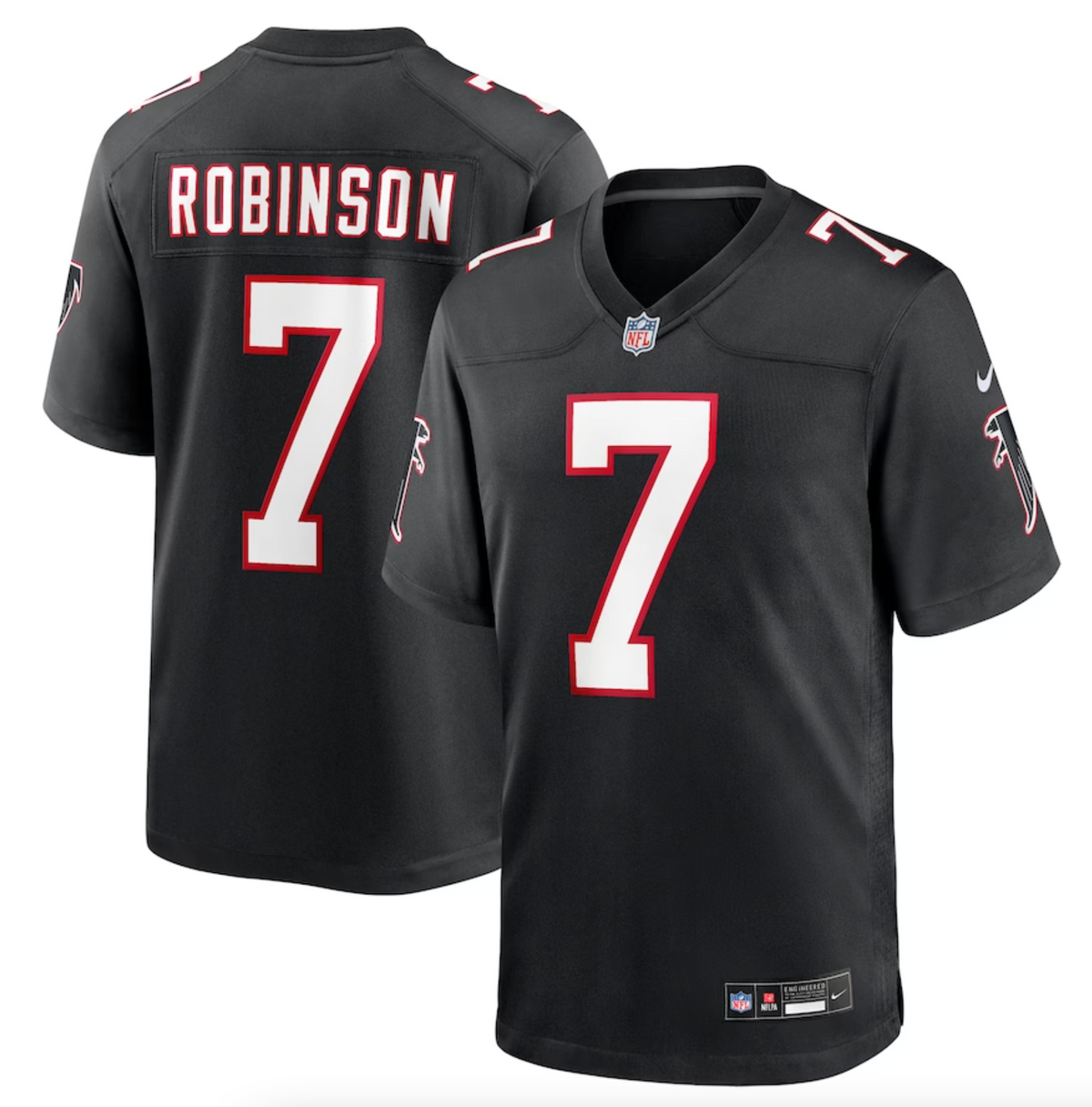 Men's Atlanta Falcons Bijan Robinson Nike Black 2023 NFL Draft First Round Pick Throwback Game Jersey