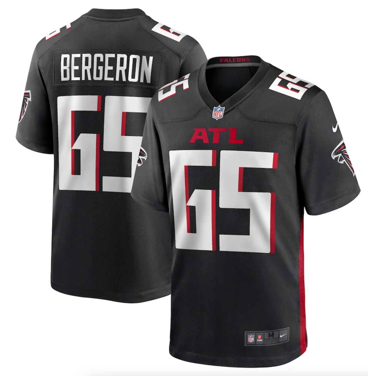 Men's Atlanta Falcons Matthew Bergeron Nike Black Team Game Jersey