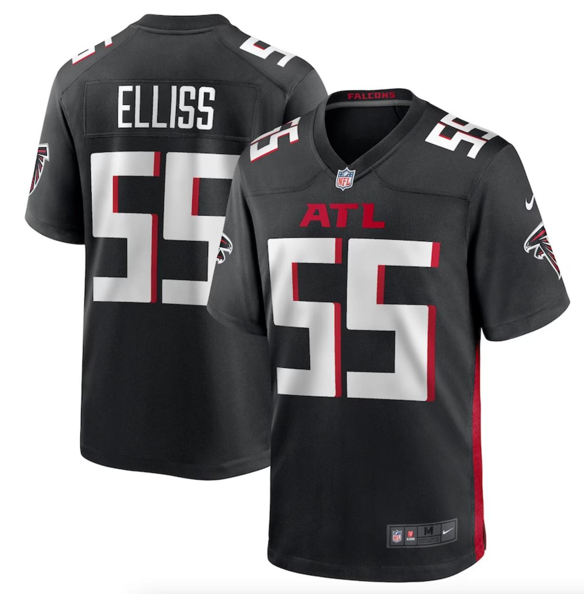 Men's Atlanta Falcons Kaden Elliss Nike Black Game Player Jersey