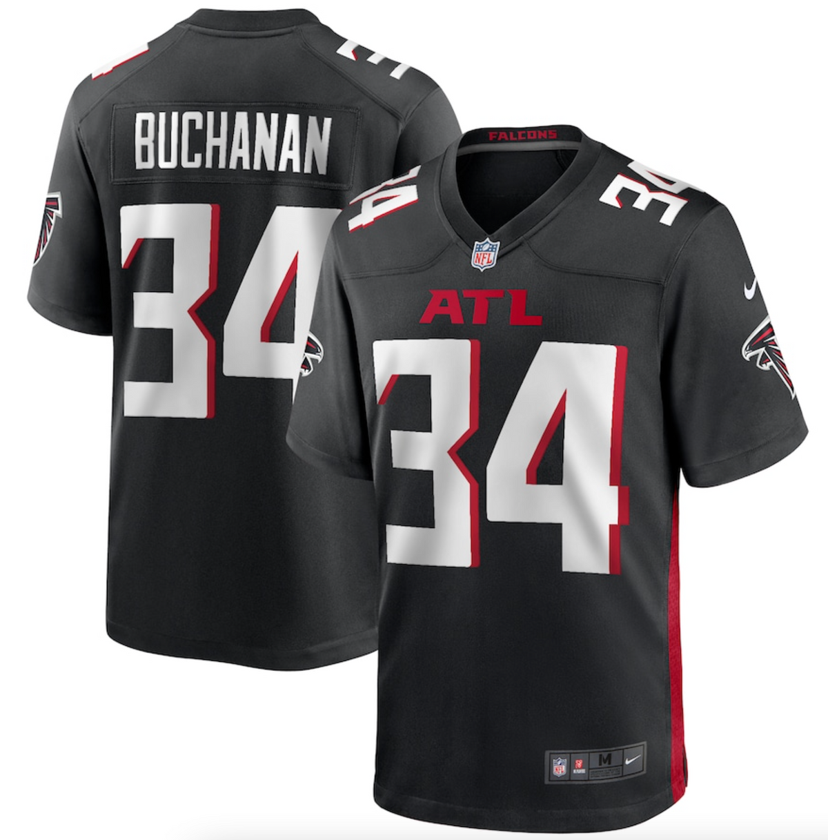 Men's Atlanta Falcons Ray Buchanan Nike Black Game Retired Player Jersey