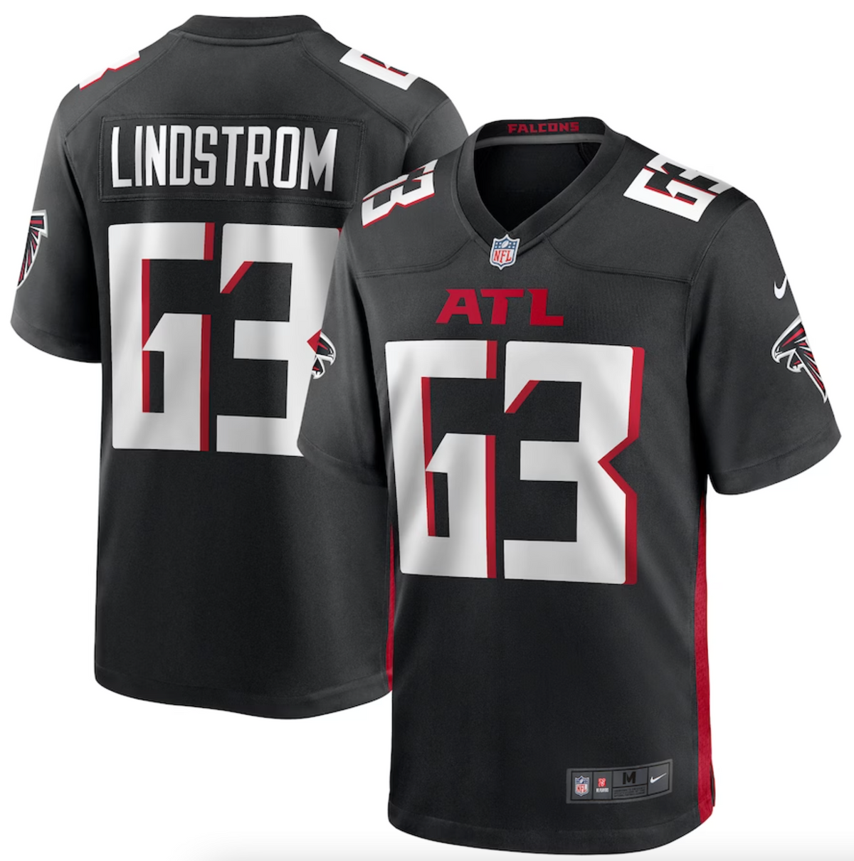 Men's Atlanta Falcons Chris Lindstrom Nike Black Game Jersey