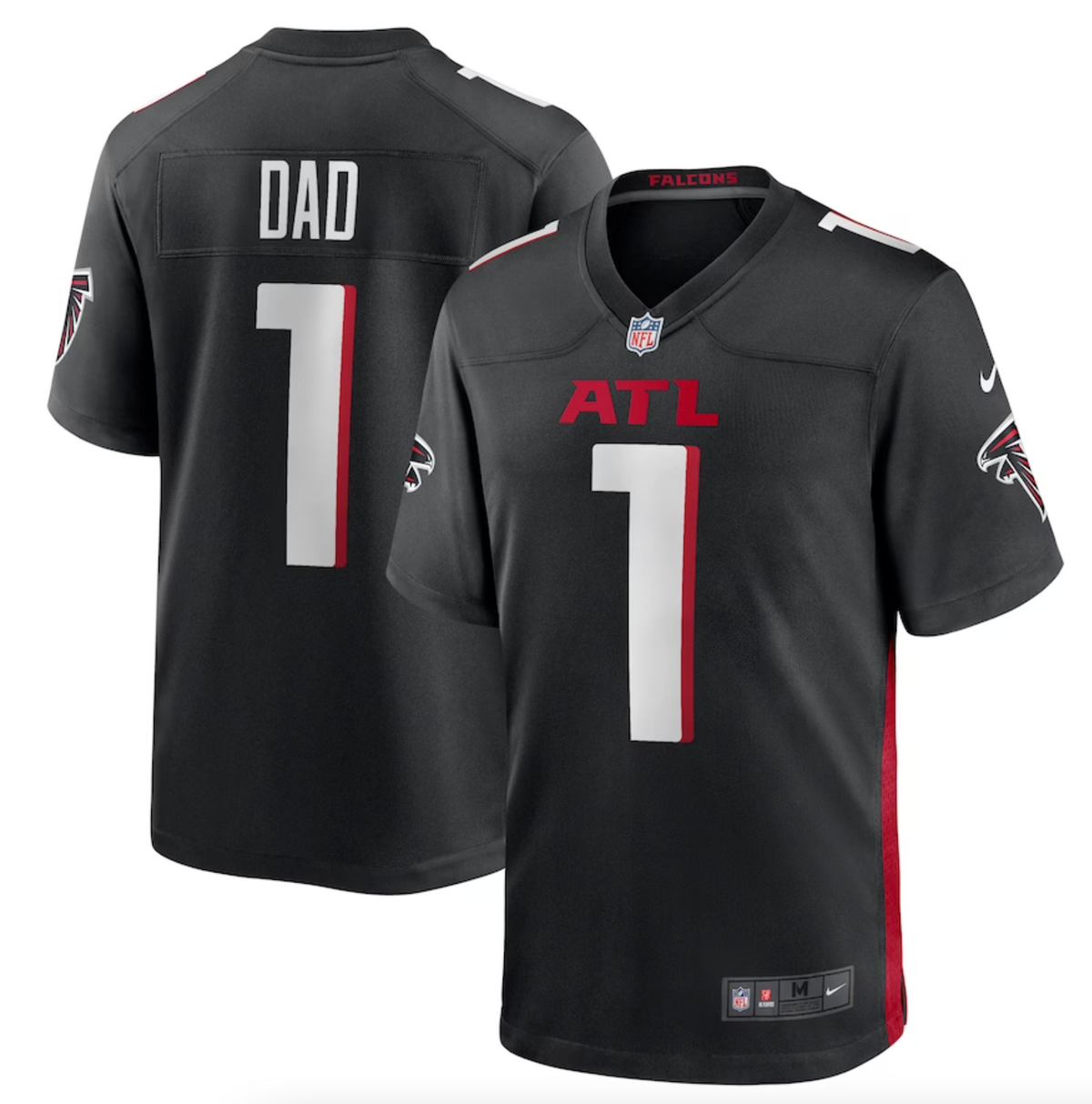 Men's Atlanta Falcons Number 1 Dad Nike Black Game Jersey