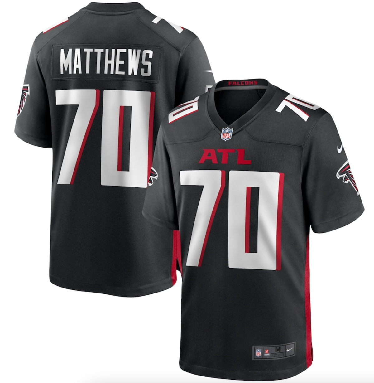 Men's Atlanta Falcons Jake Matthews Nike Black Game Jersey