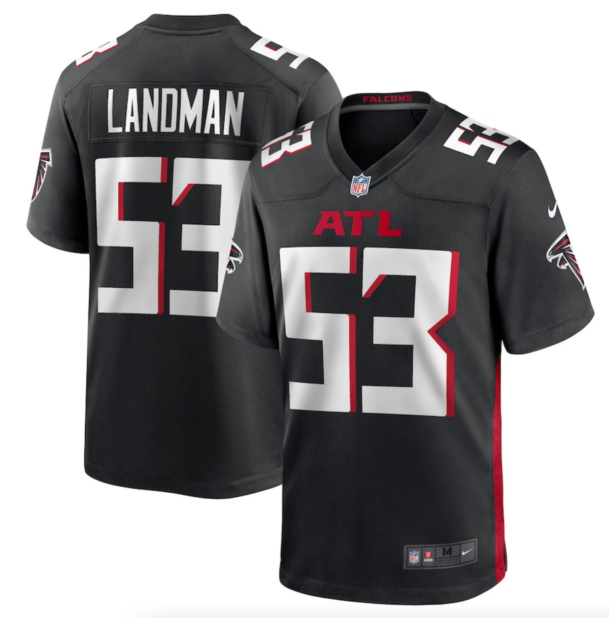 Men's Atlanta Falcons Nate Landman Nike Black Team Game Jersey