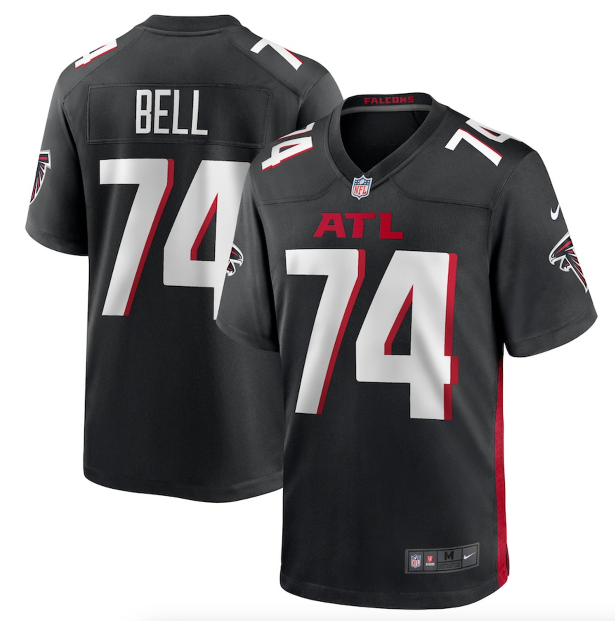 Men's Atlanta Falcons Travis Bell Nike Black Team Game Jersey