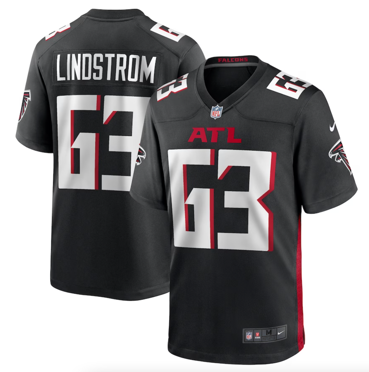 Men's Atlanta Falcons Chris Lindstrom Nike Black Team Game Jersey