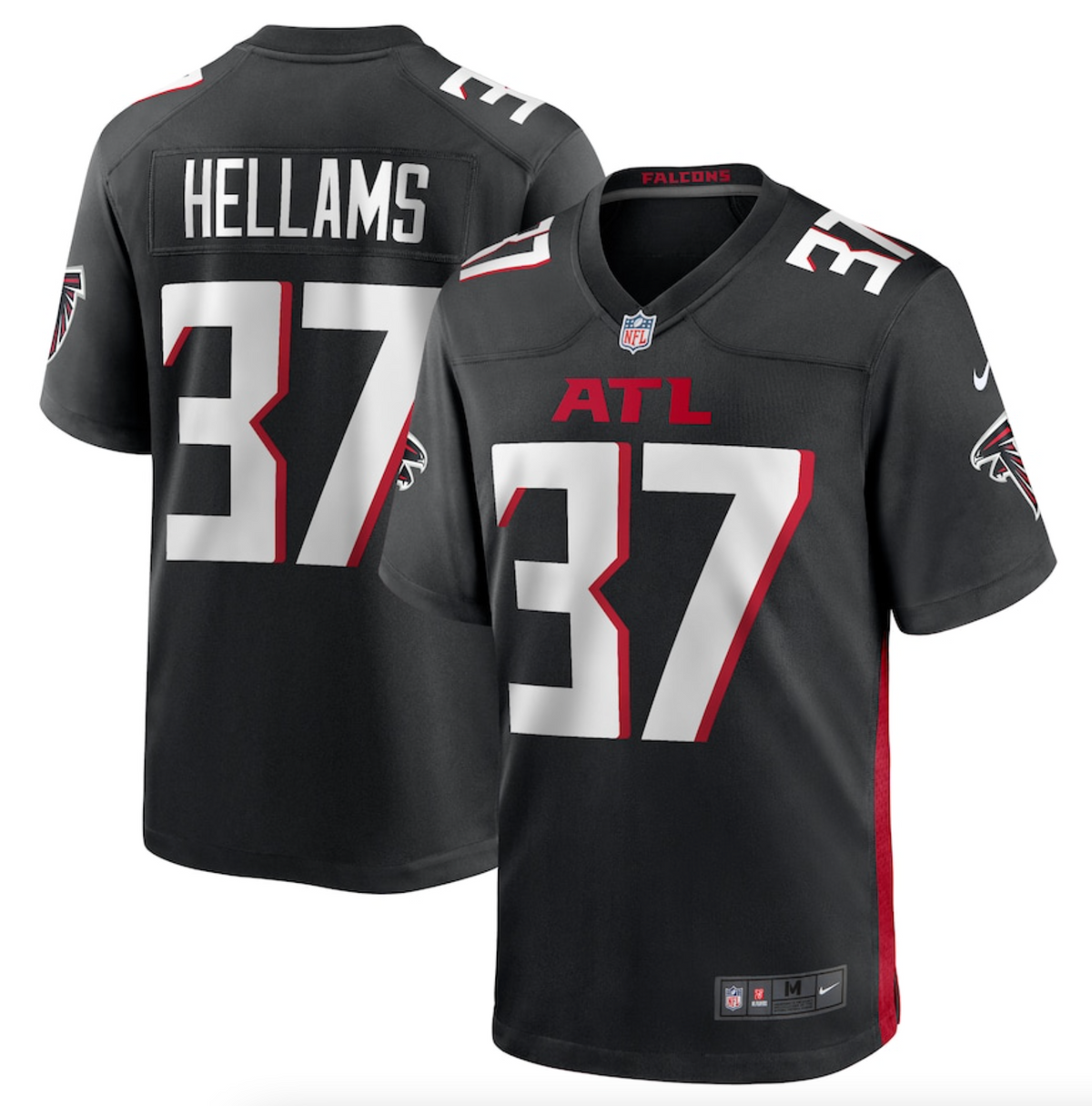 Men's Atlanta Falcons DeMarcco Hellams Nike Black Team Game Jersey