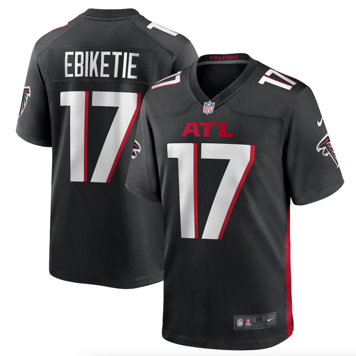 Men's Atlanta Falcons Arnold Ebiketie Nike Black Team Game Jersey