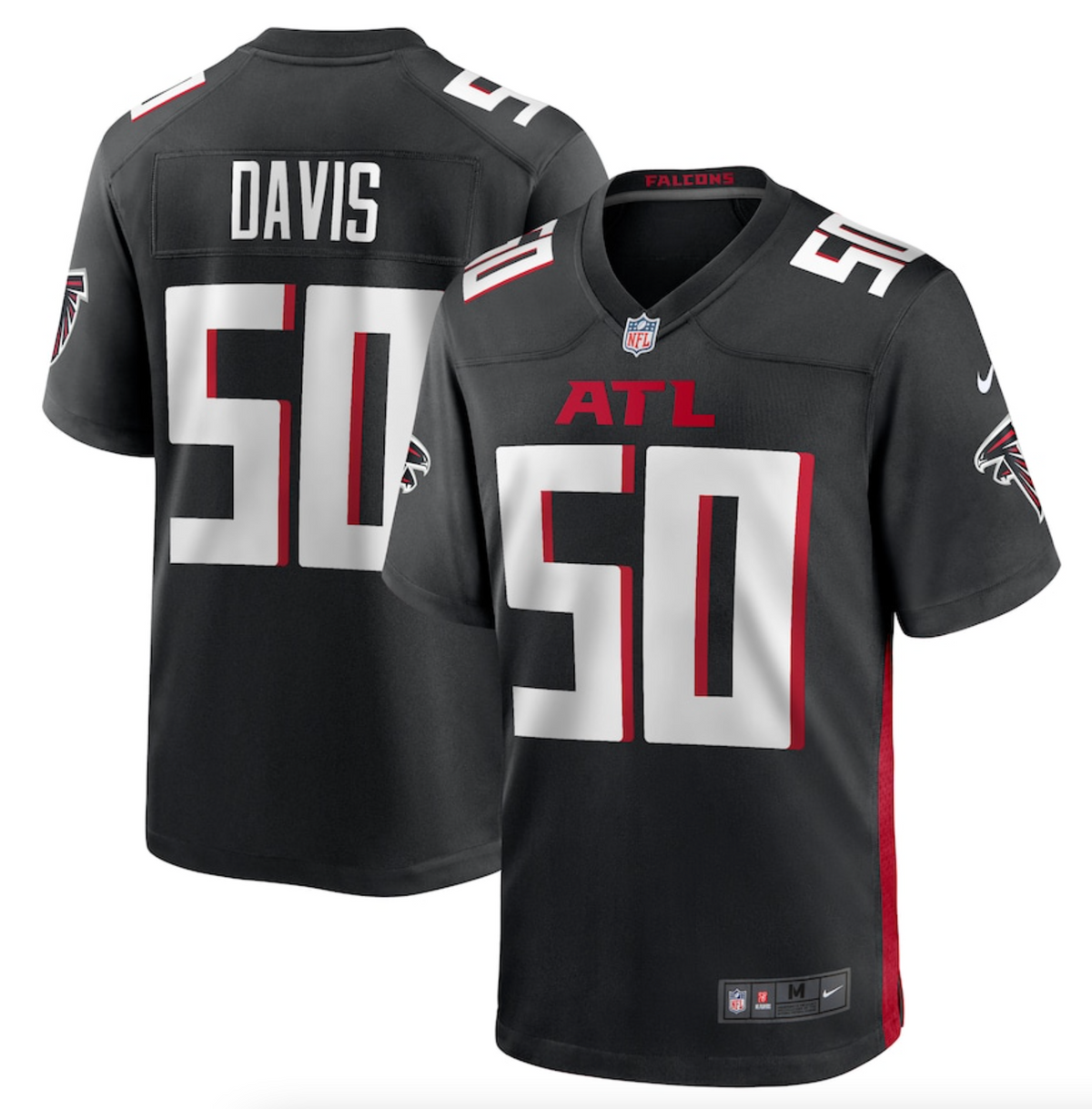 Men's Atlanta Falcons Tae Davis Nike Black Team Game Jersey