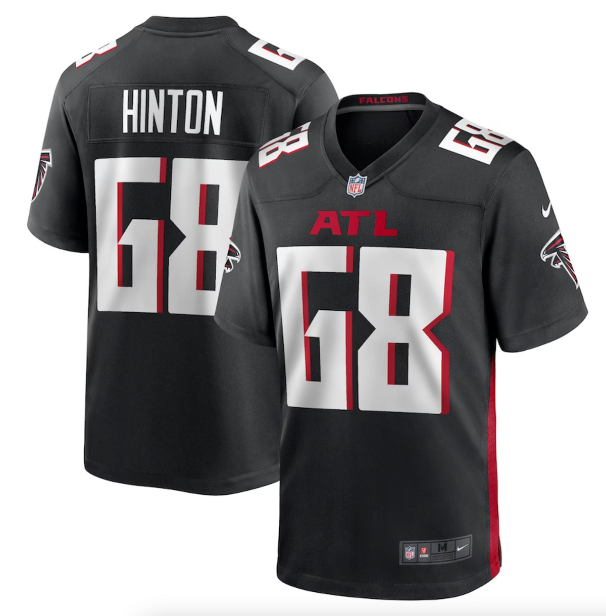 Men's Atlanta Falcons Kyle Hinton Nike Black Team Game Jersey