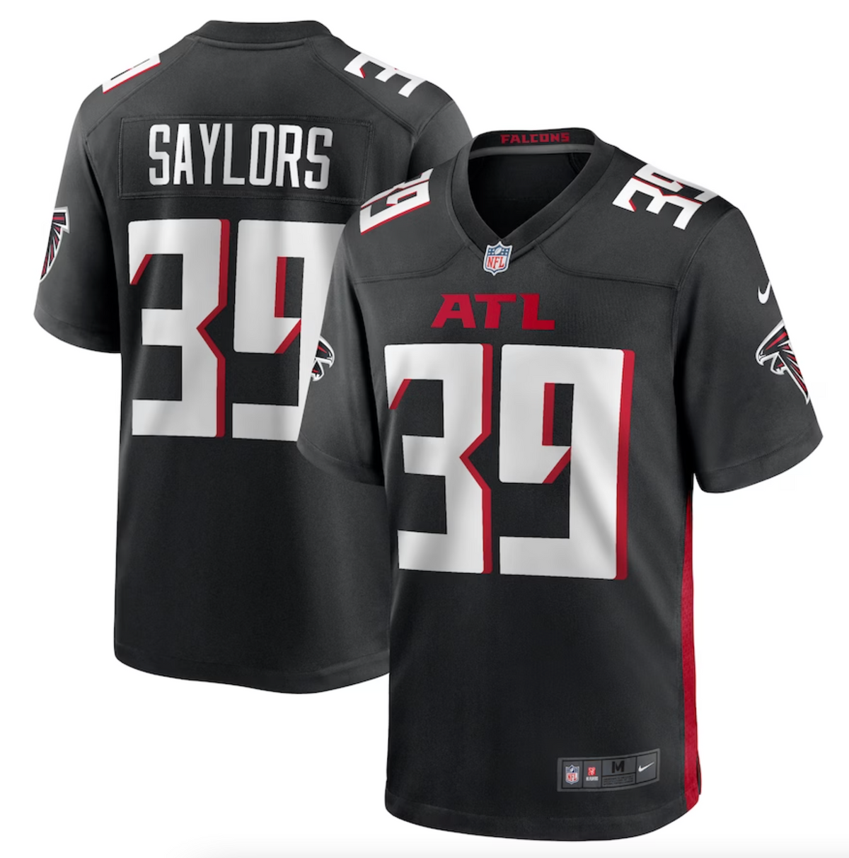 Men's Atlanta Falcons Jacob Saylors Nike Black Game Jersey