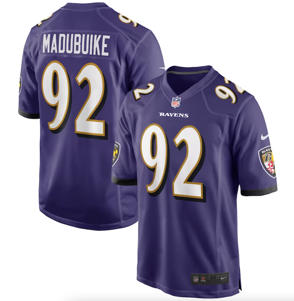 Men's Baltimore Ravens Justin Madubuike Nike Purple Game Player Jersey