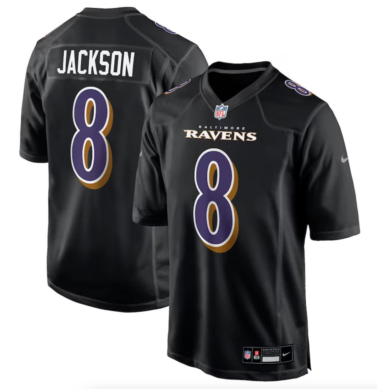 Men's Baltimore Ravens Lamar Jackson Nike Black Fashion Game Jersey