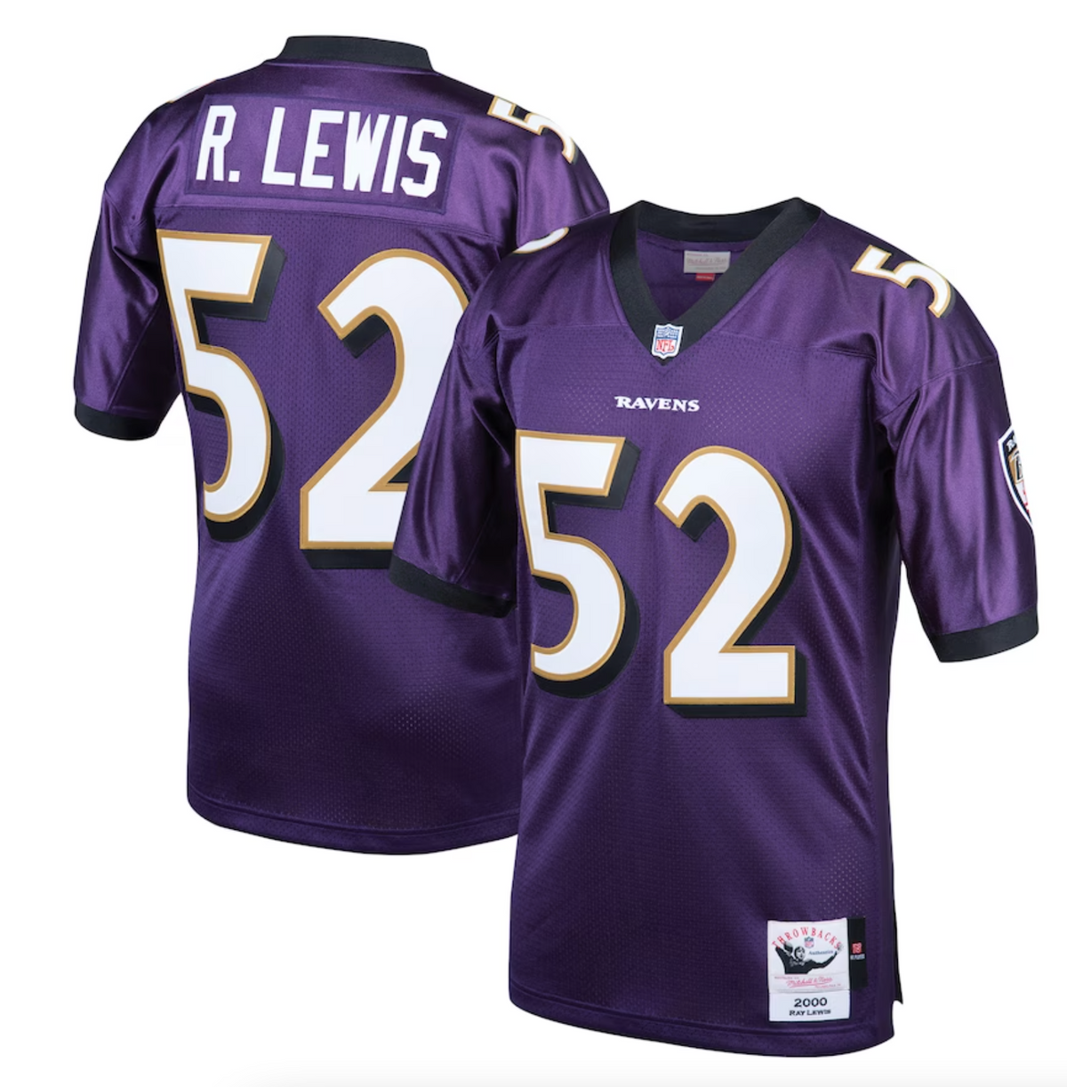 Men's Baltimore Ravens 2000 Ray Lewis Mitchell & Ness Purple Authentic Throwback Retired Player Jersey