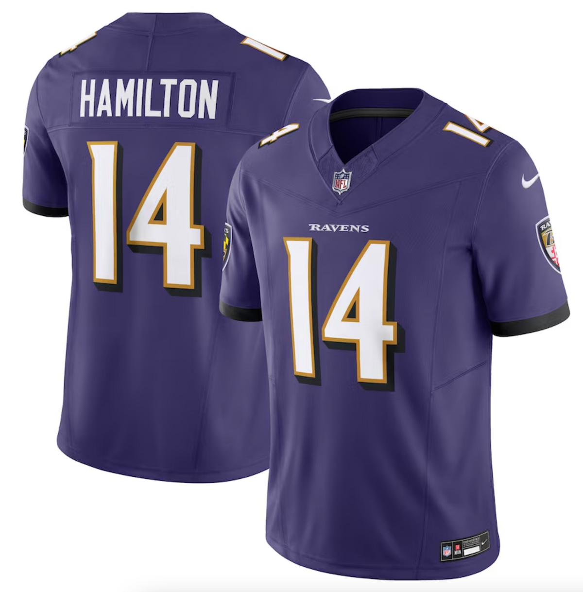 Men's Baltimore Ravens Kyle Hamilton Nike Purple Vapor F.U.S.E. Limited Jersey