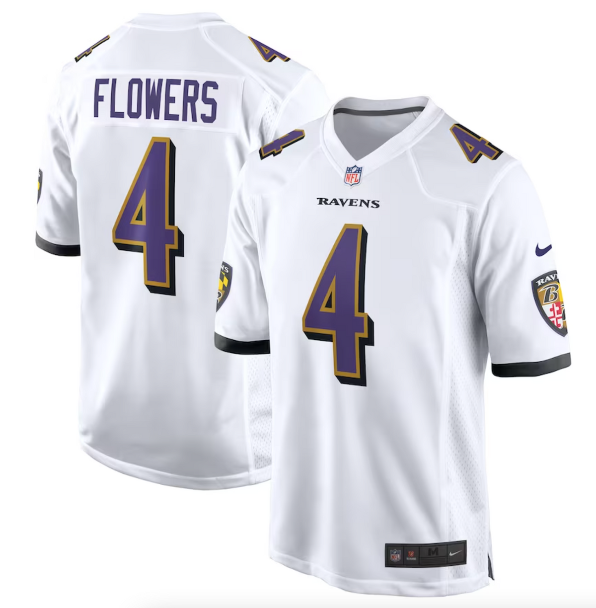 Men's Baltimore Ravens Zay Flowers Nike White Game Jersey