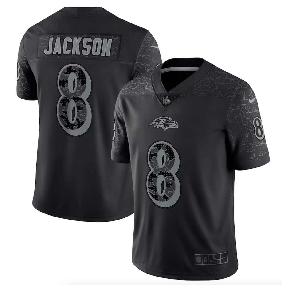 Men's Baltimore Ravens Lamar Jackson Nike Black RFLCTV Limited Jersey