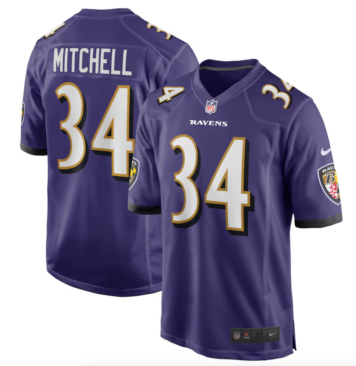 Men's Baltimore Ravens Keaton Mitchell Nike Purple Game Jersey