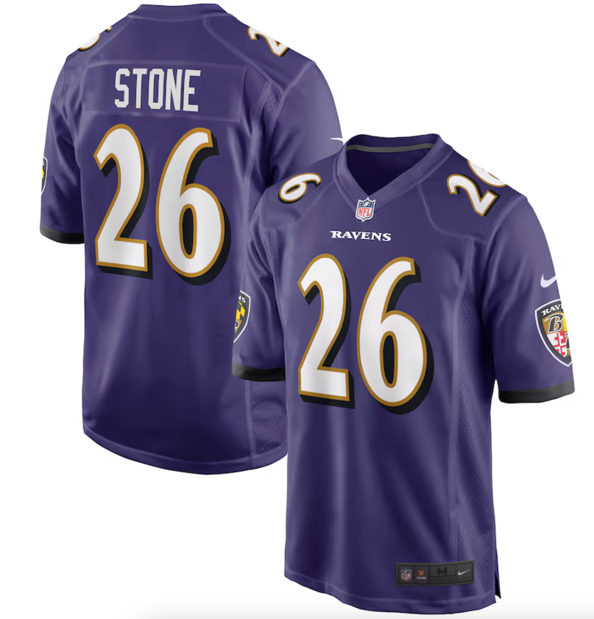 Men's Baltimore Ravens Geno Stone Nike Purple Game Jersey