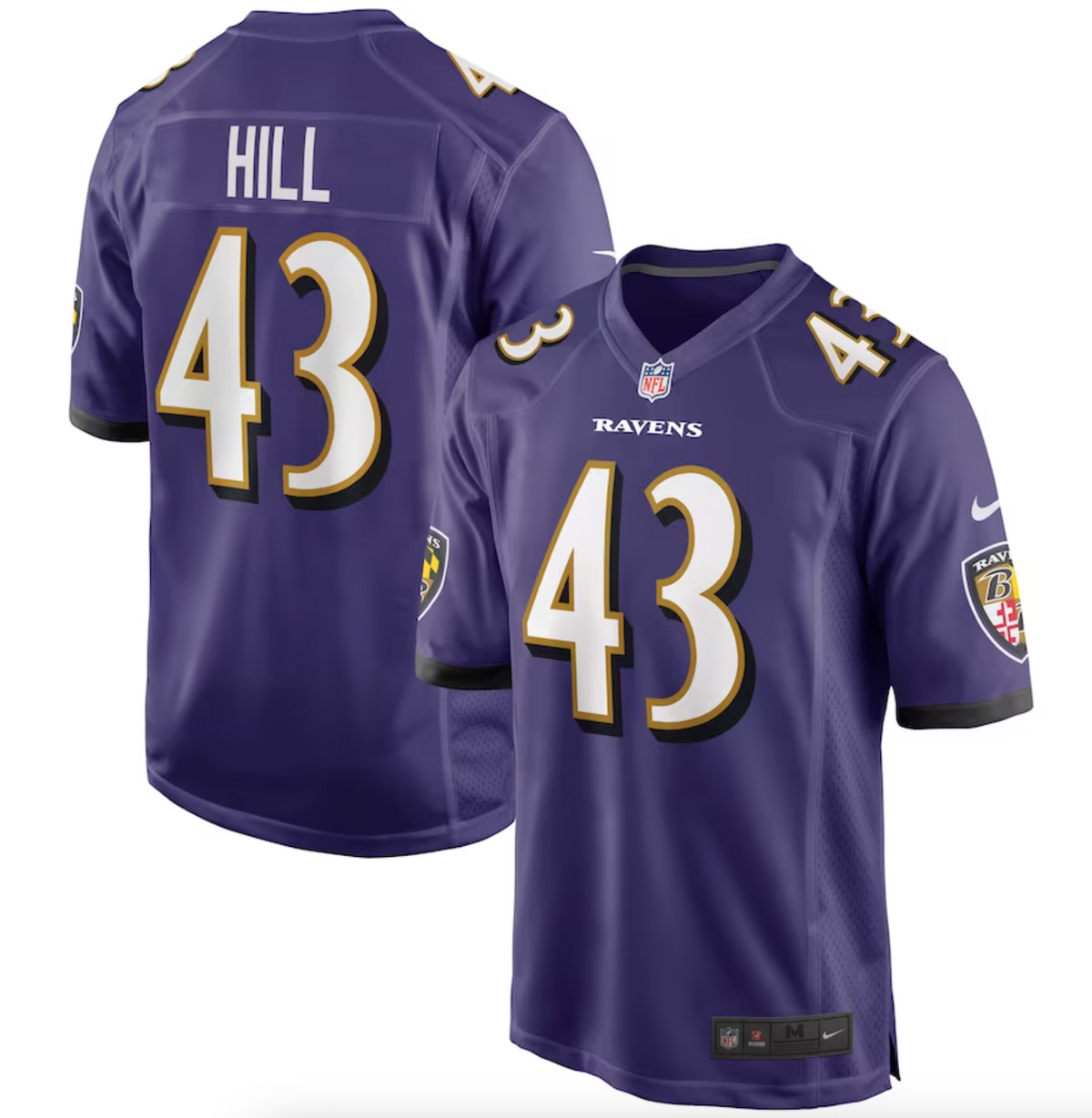 Men's Baltimore Ravens Justice Hill Nike Purple Game Jersey