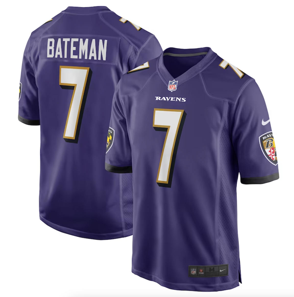 Men's Baltimore Ravens Rashod Bateman Nike Purple Game Player Jersey