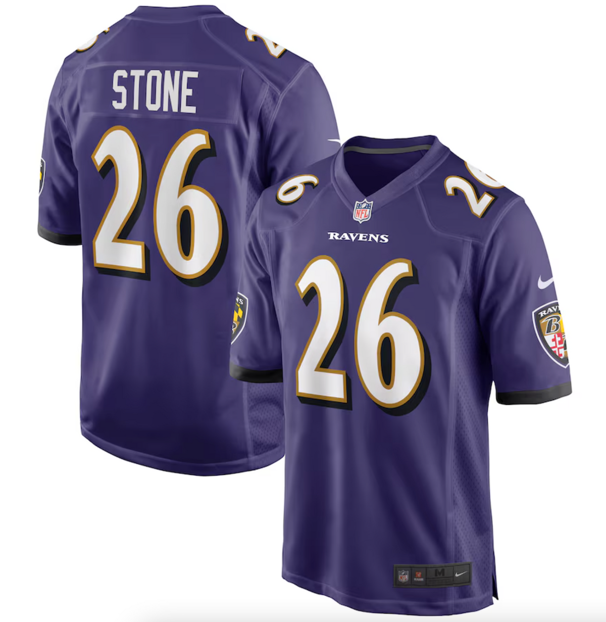 Men's Baltimore Ravens Geno Stone Nike Purple Game Jersey