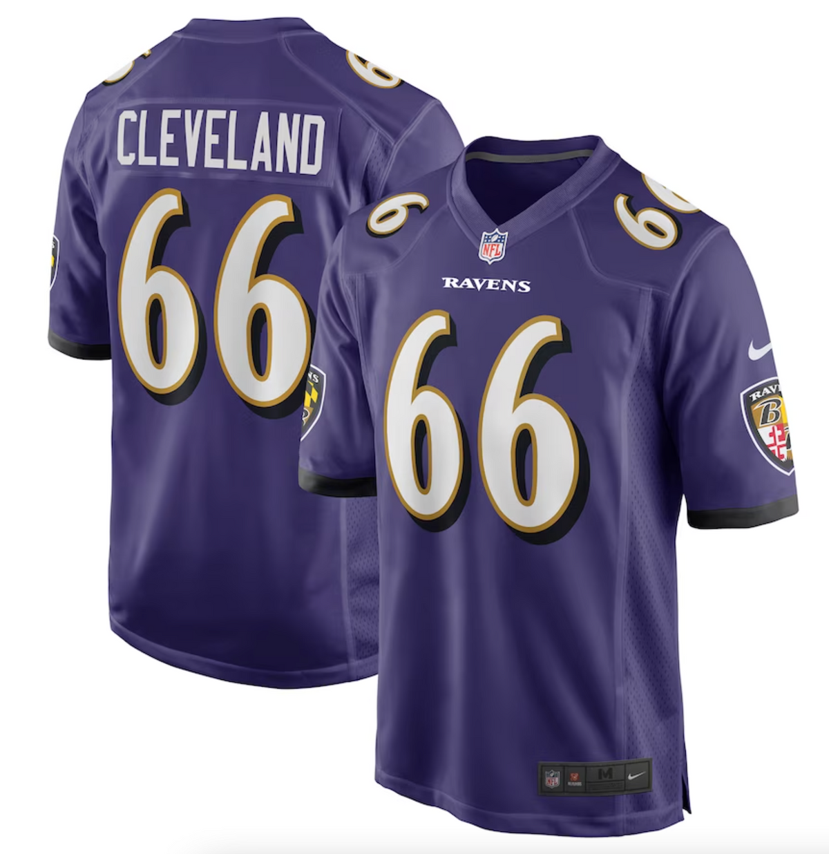 Men's Baltimore Ravens Ben Cleveland Nike Purple Game Jersey