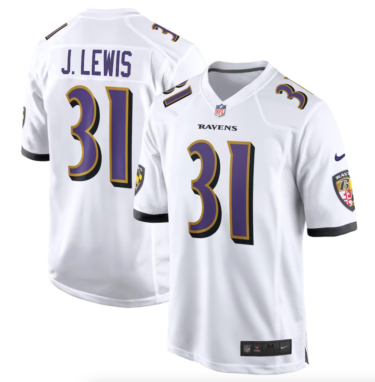 Men's Baltimore Ravens Jamal Lewis Nike White Retired Player Game Jersey