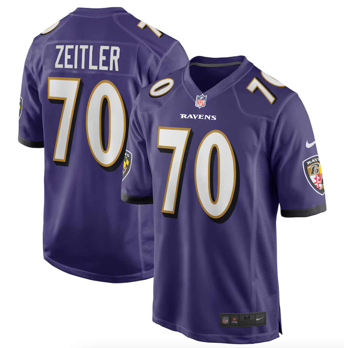 Men's Baltimore Ravens Kevin Zeitler Nike Purple Game Jersey