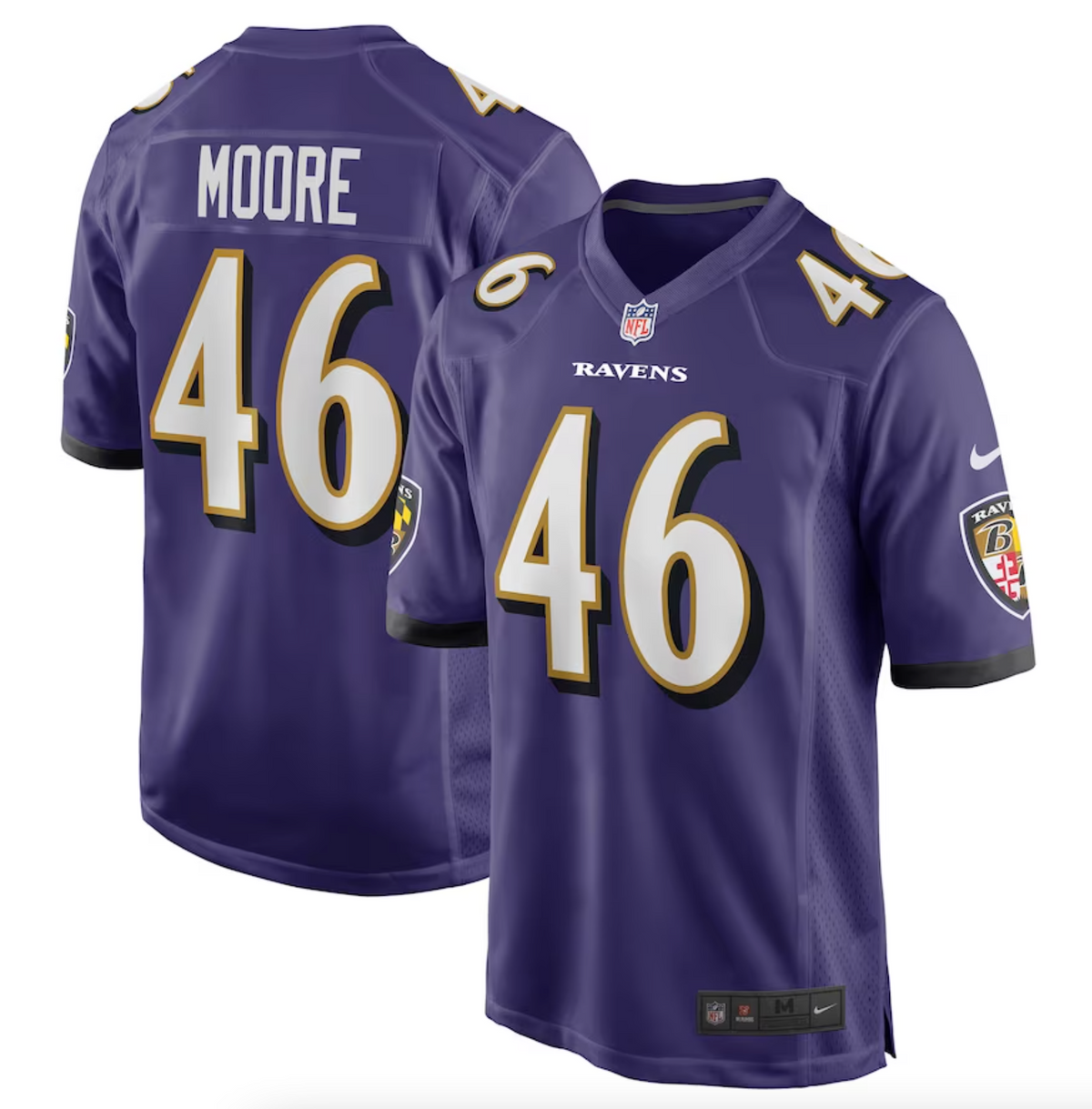 Men's Baltimore Ravens Nick Moore Nike Purple Game Jersey