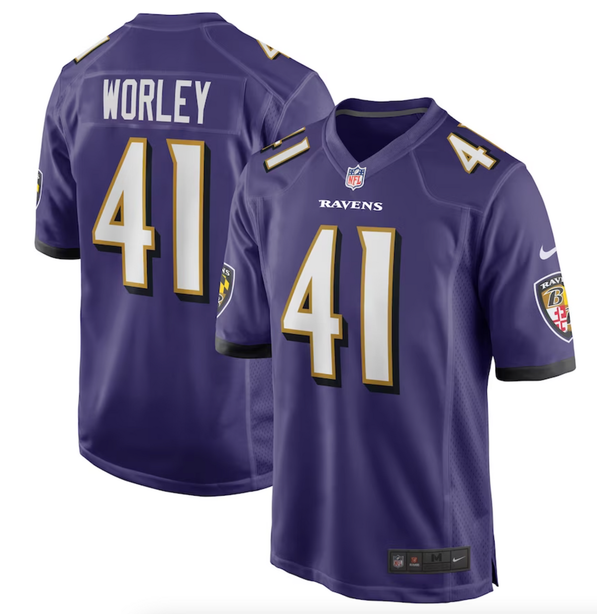 Men's Baltimore Ravens Daryl Worley Nike Purple Game Player Jersey