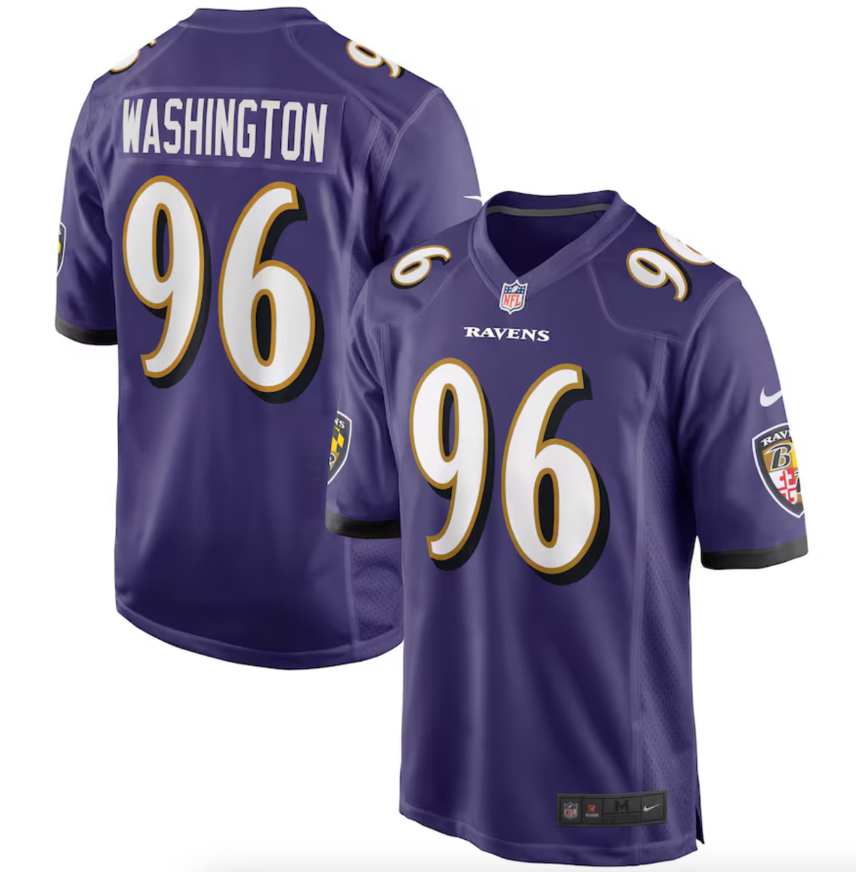 Men's Baltimore Ravens Broderick Washington Nike Purple Game Player Jersey