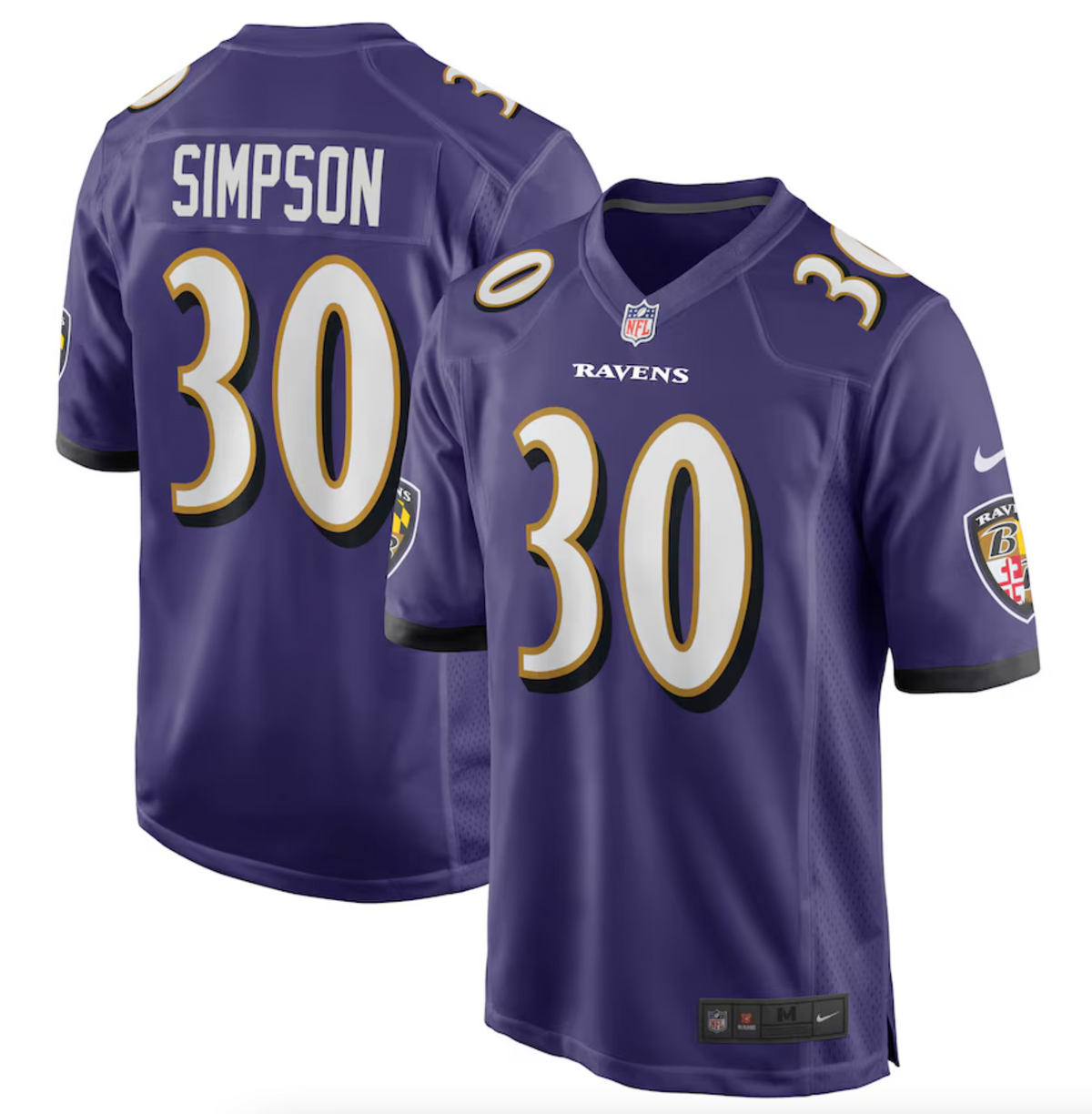 Men's Baltimore Ravens Trenton Simpson Nike Purple Game Jersey