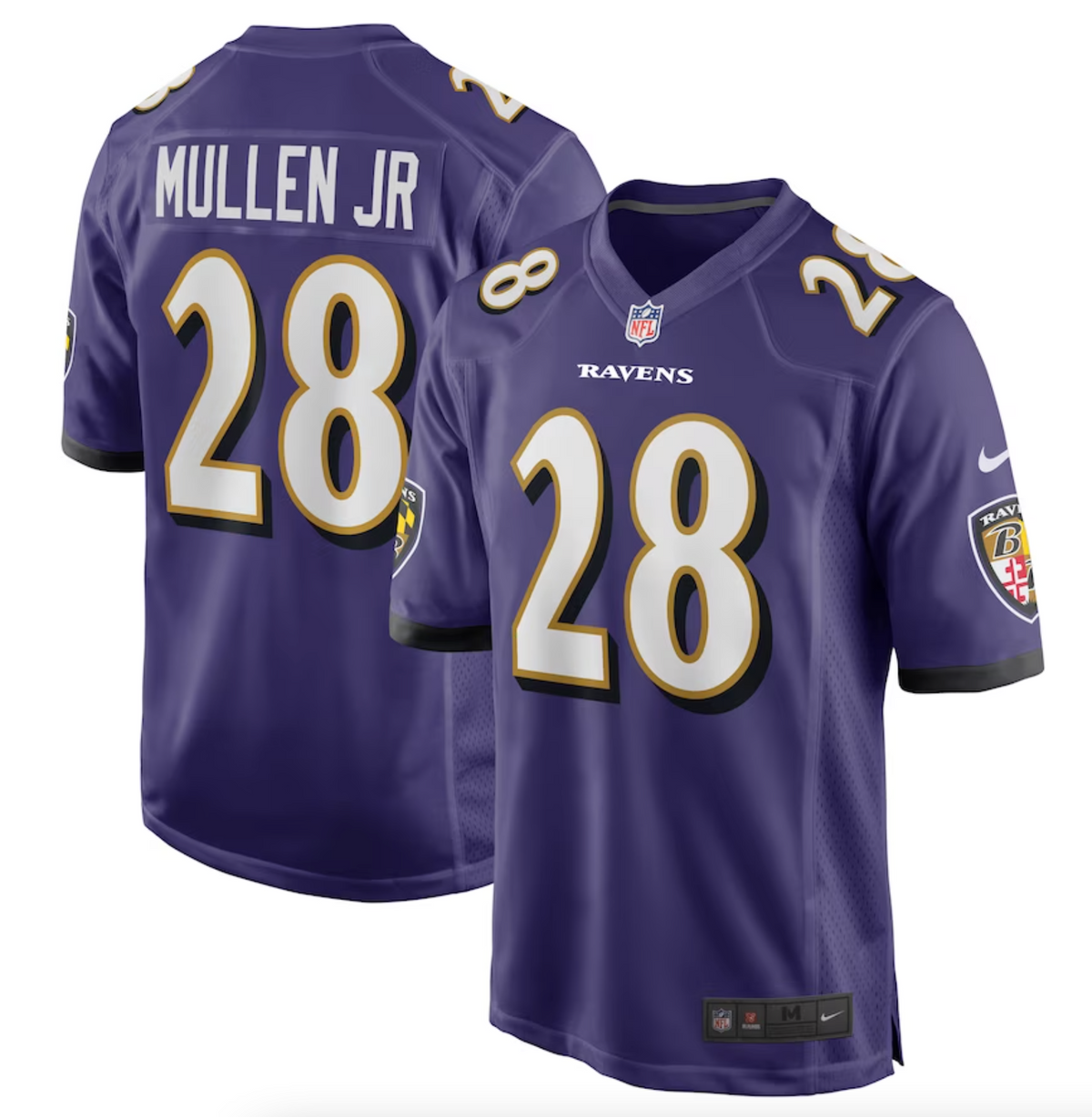 Men's Baltimore Ravens Trayvon Mullen Jr. Nike Purple Team Game Jersey