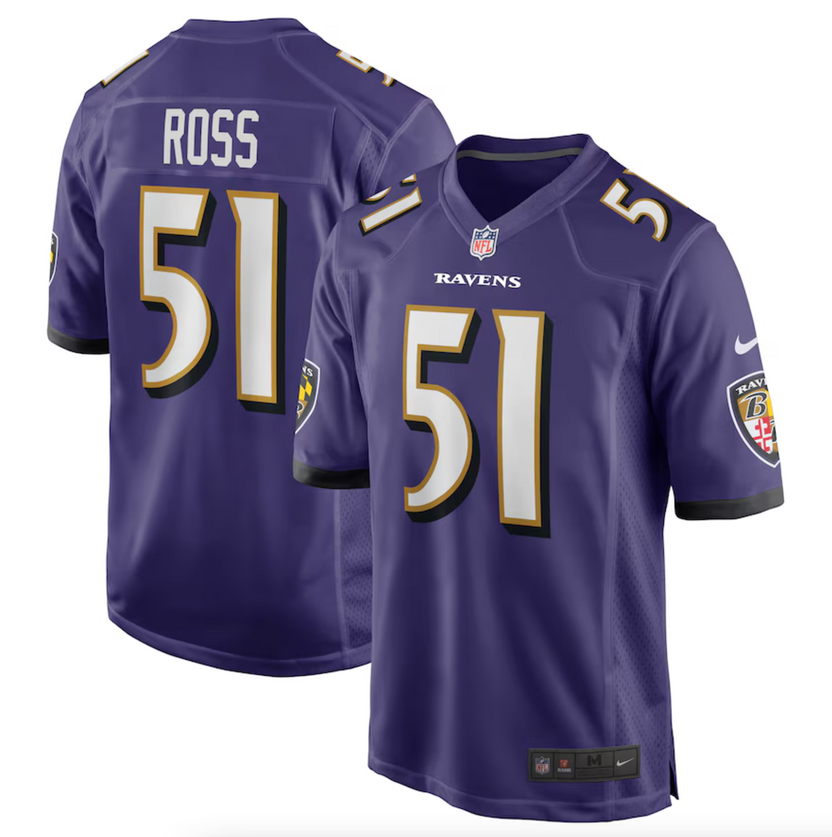 Men's Baltimore Ravens Josh Ross Nike Purple Game Player Jersey