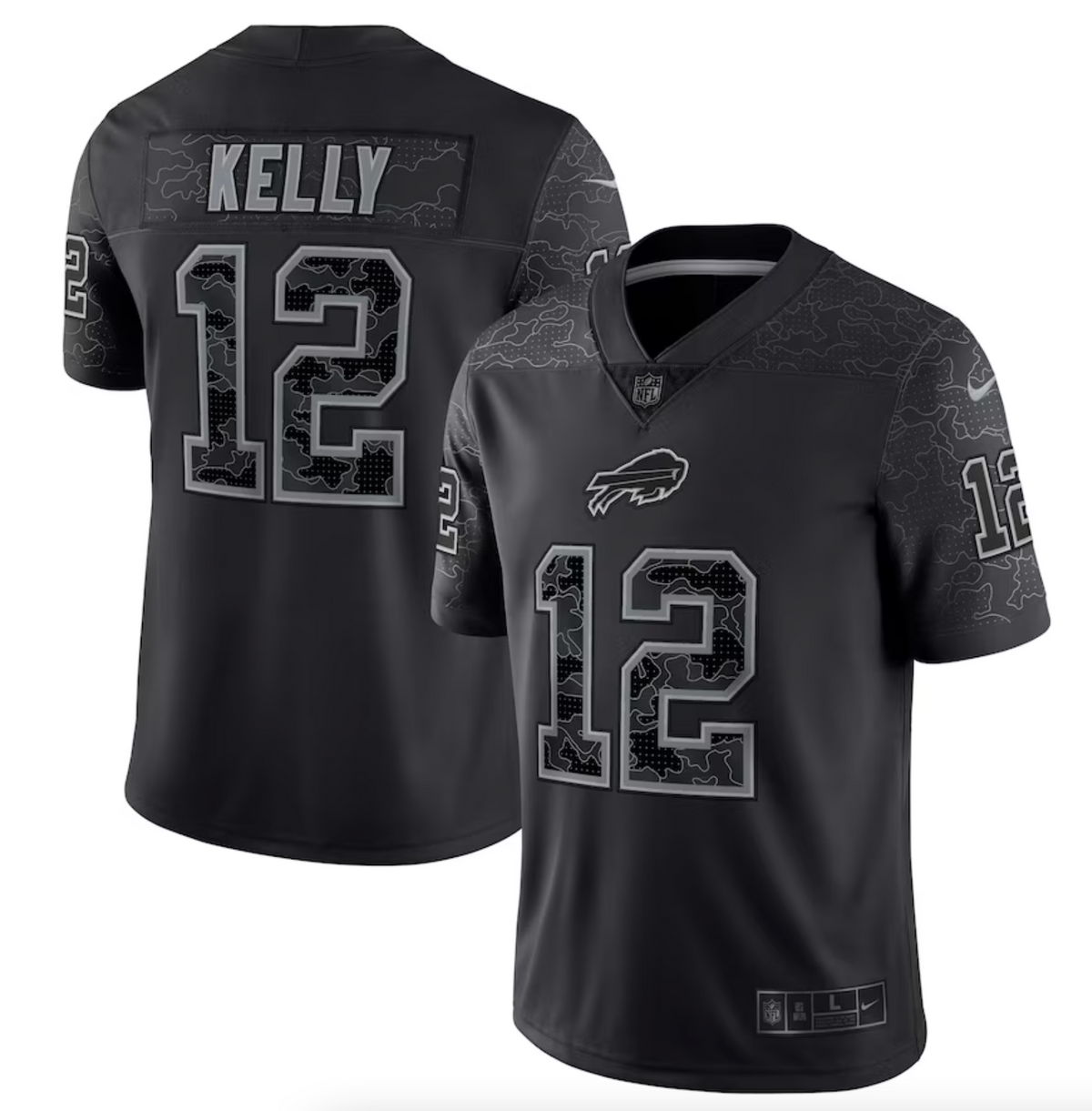 Men's Buffalo Bills Jim Kelly Nike Black Retired Player RFLCTV Limited Jersey