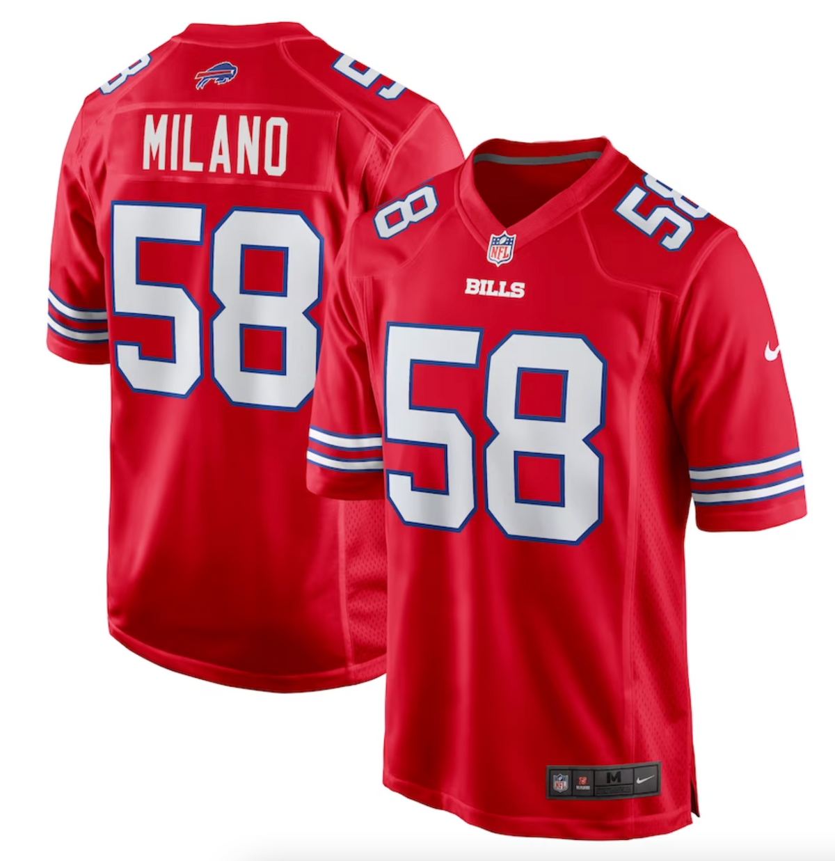 Men's Buffalo Bills Matt Milano Nike Red Alternate Game Jersey