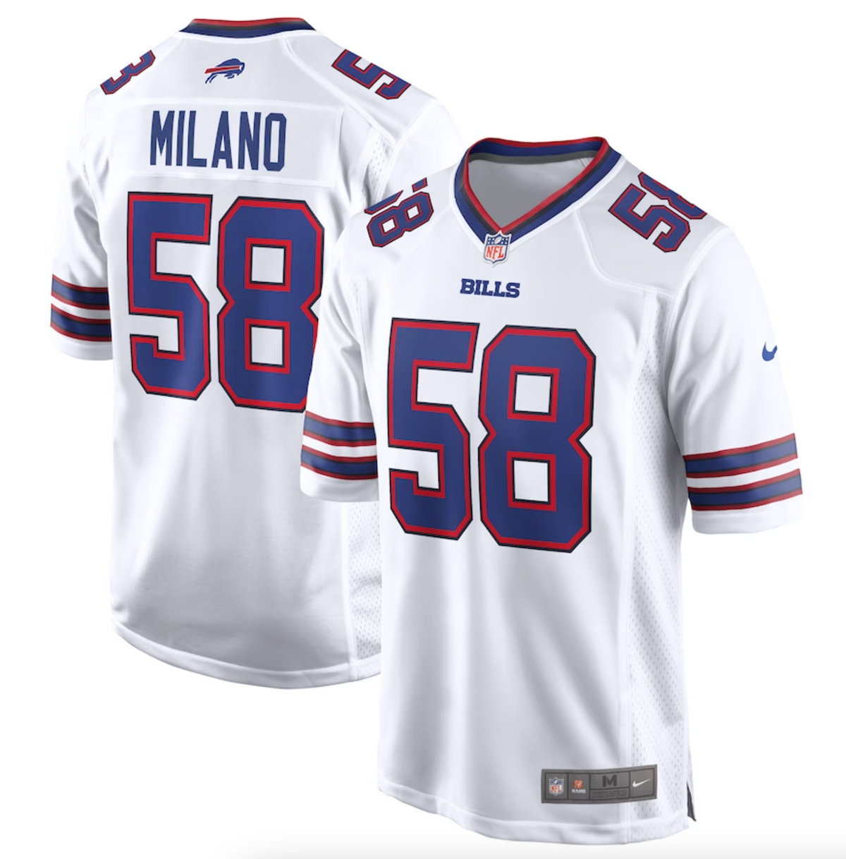 Men's Buffalo Bills Matt Milano Nike White Away Game Player Jersey