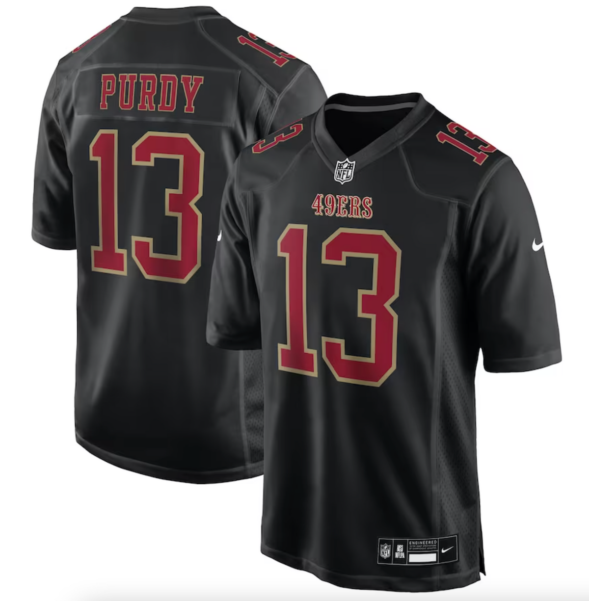 Men's San Francisco 49ers Brock Purdy Nike Carbon Black Fashion Game Jersey