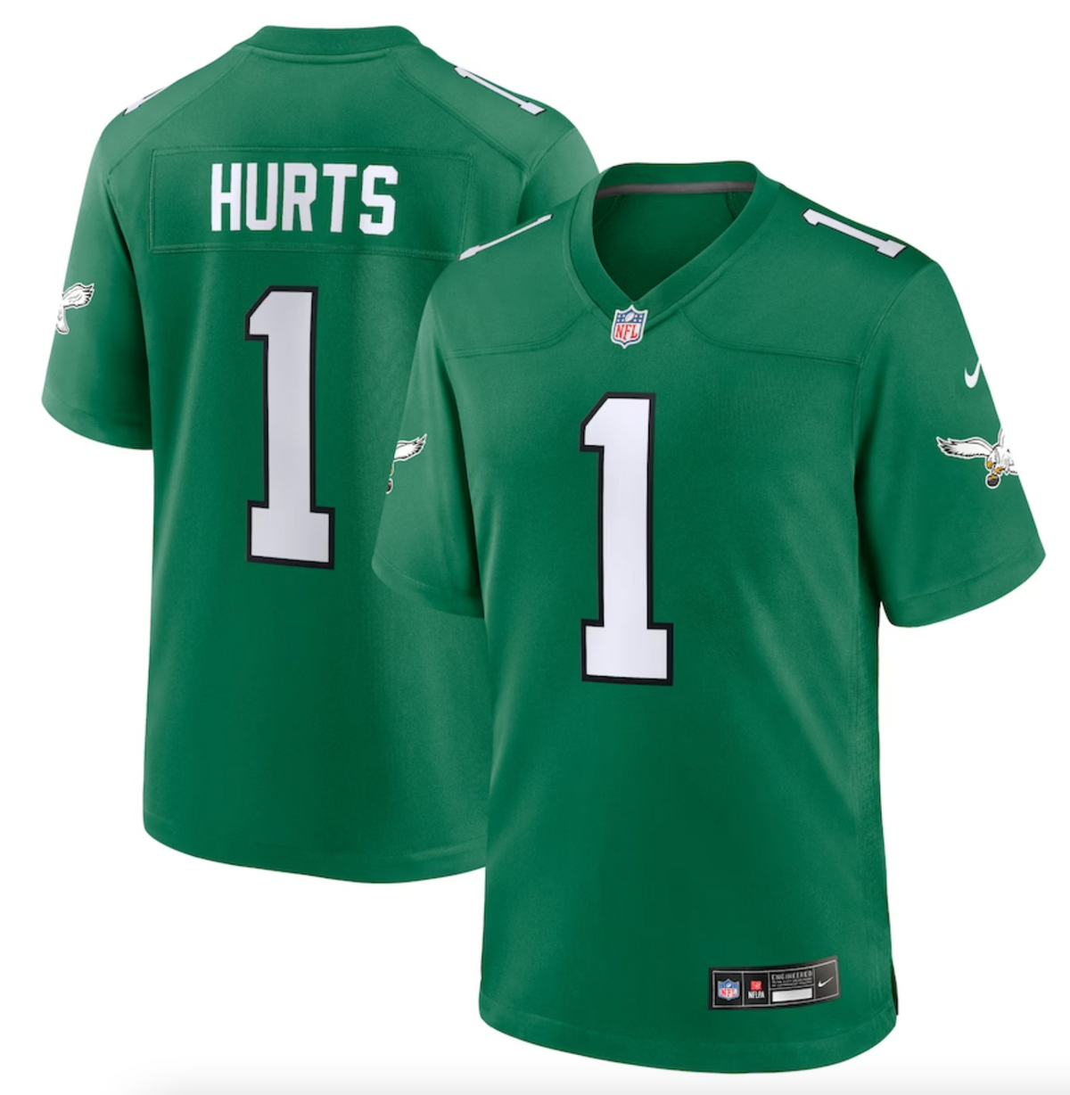 Men's Philadelphia Eagles Jalen Hurts Nike Kelly Green Alternate Game Player Jersey