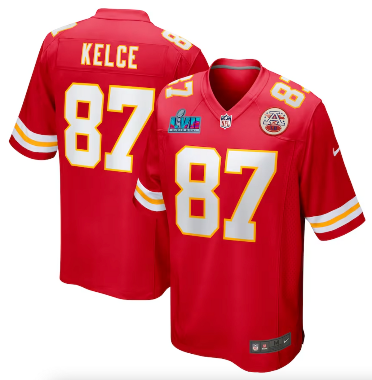 Men's Kansas City Chiefs Travis Kelce Nike Red Super Bowl LVII (2022 Season) Patch Game Jersey