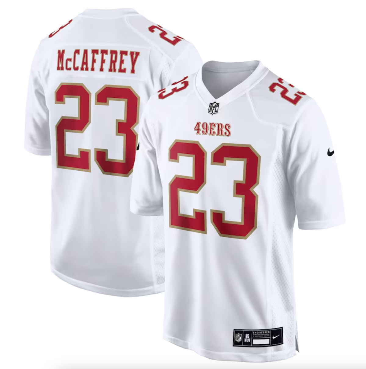 Men's San Francisco 49ers Christian McCaffrey Nike Tundra White Fashion Game Jersey