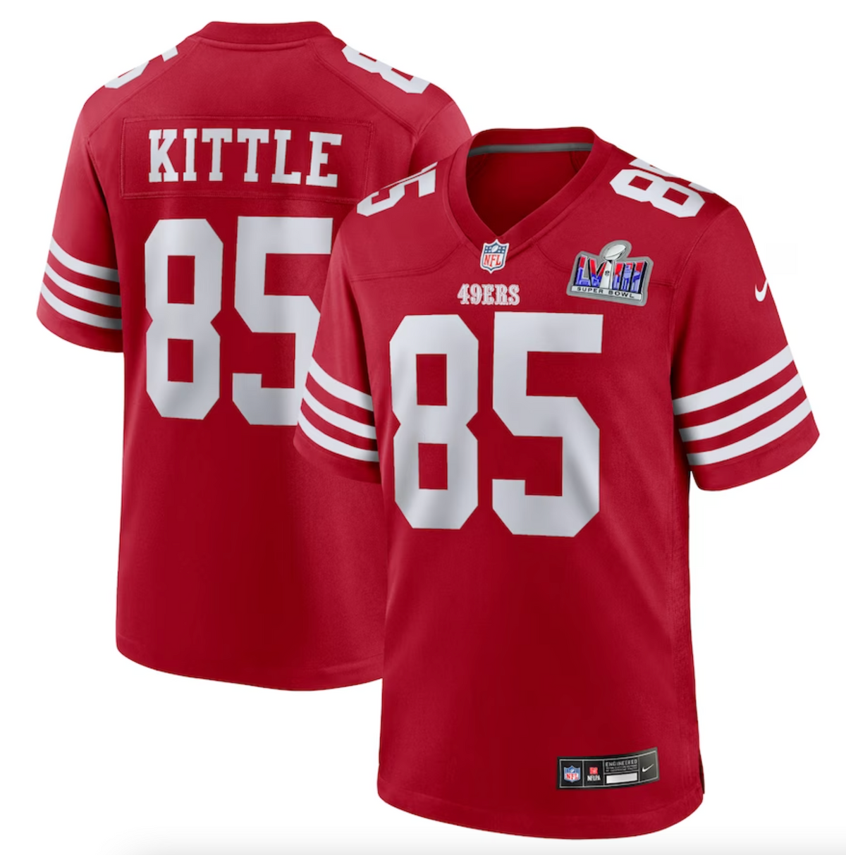 Men's San Francisco 49ers George Kittle Nike Scarlet Super Bowl LVIII Game Jersey