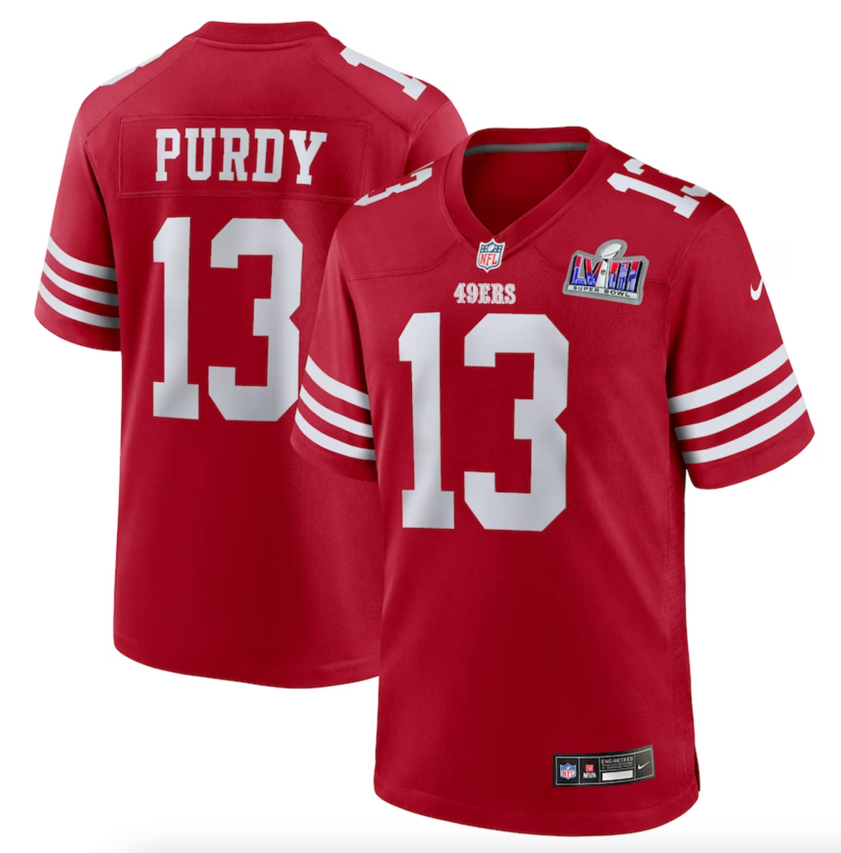 Men's San Francisco 49ers Brock Purdy Nike Scarlet Super Bowl LVIII Game Jersey