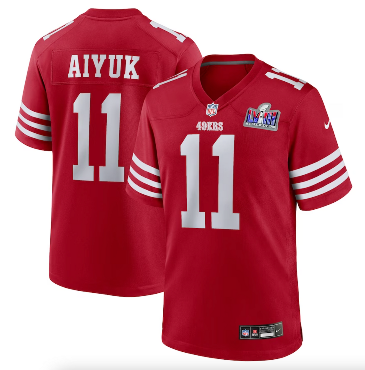 Men's San Francisco 49ers Brandon Aiyuk Nike Scarlet Super Bowl LVIII Game Jersey