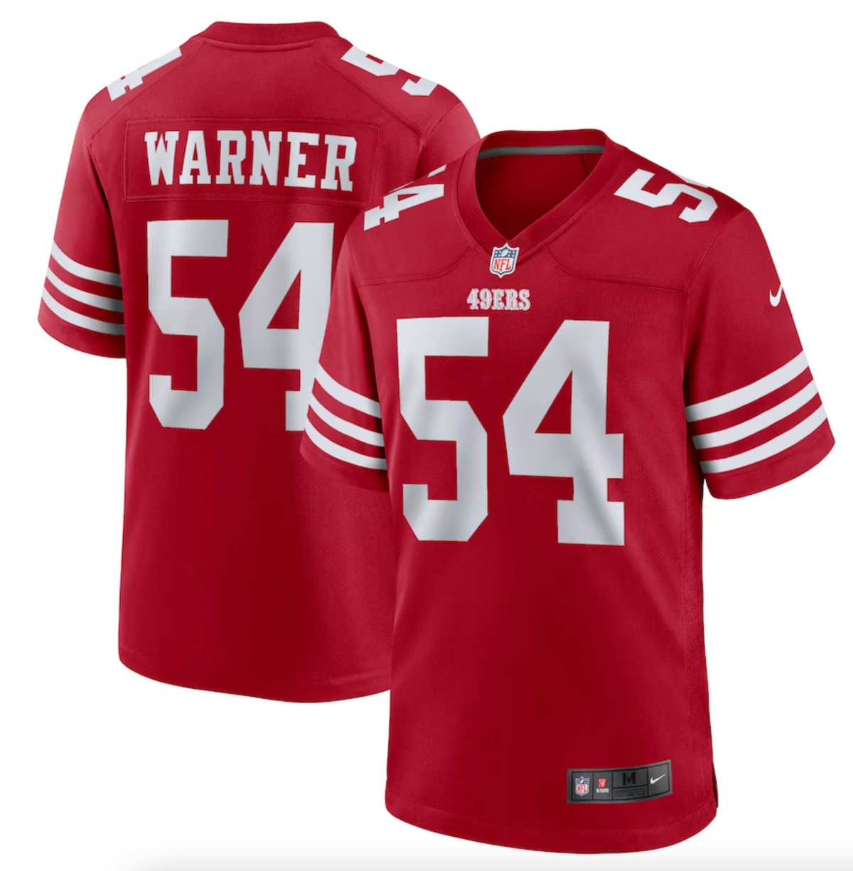 Men's San Francisco 49ers Fred Warner Nike Scarlet Player Game Jersey