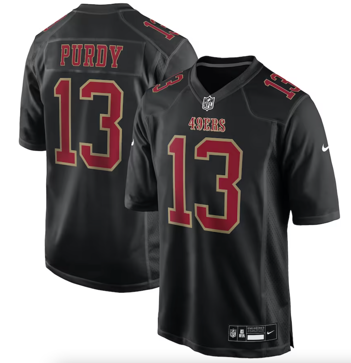 Men's San Francisco 49ers Brock Purdy Nike Carbon Black Fashion Game Jersey